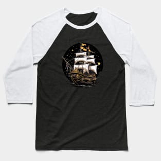 Pirate Ship Voyage Beauty Nature Ocean Discovery Baseball T-Shirt
